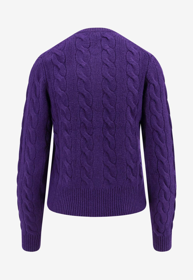 Polo Ralph Lauren Cable Knit Wool Cardigan Purple 211910443_016