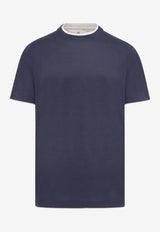 Brunello Cucinelli Contrasting-Trims Solid T-shirts Blue MD8217427_CW770