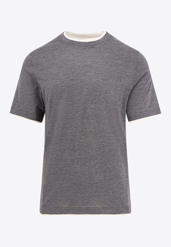 Brunello Cucinelli Basic Silk-Blend T-shirt Gray MD8217427_CWD40