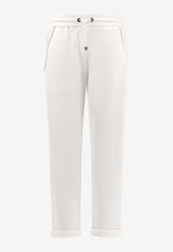 Brunello Cucinelli Monili Embellished Drawstring Pants White MD828SB899_C8329