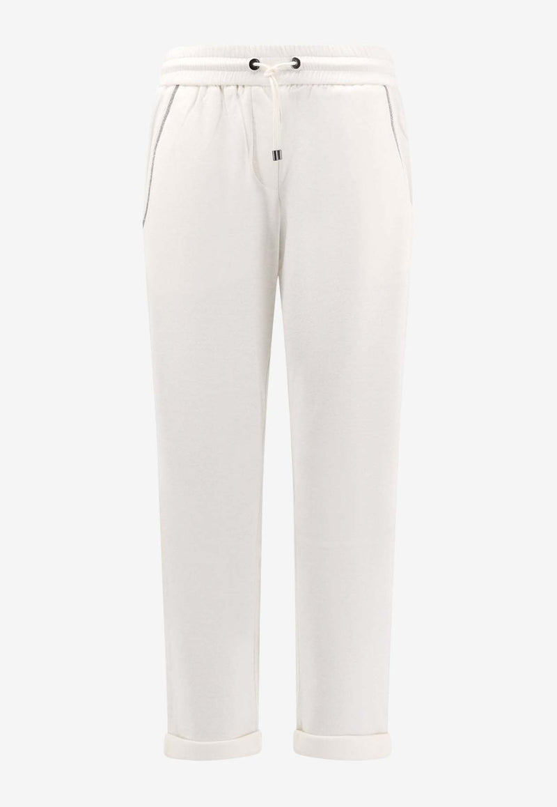 Brunello Cucinelli Monili Embellished Drawstring Pants White MD828SB899_C8329