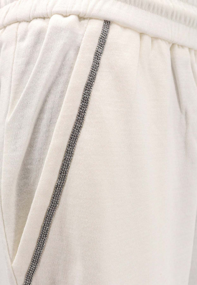 Brunello Cucinelli Monili Embellished Drawstring Pants White MD828SB899_C8329