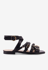 PINKO Marli 08 Leather Flat Sandals Black SD0317P001_Z99