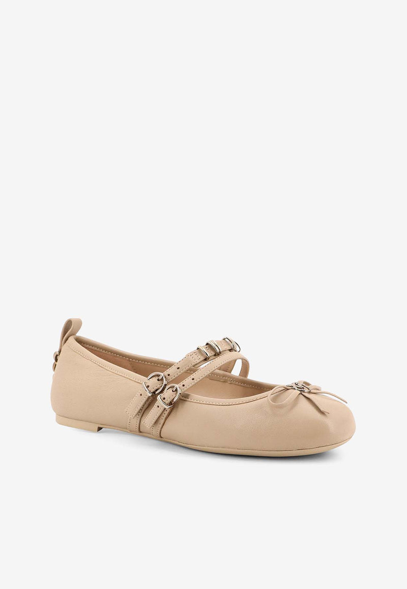 PINKO Gioia Leather Ballet Flats Beige SD0297P003_I35