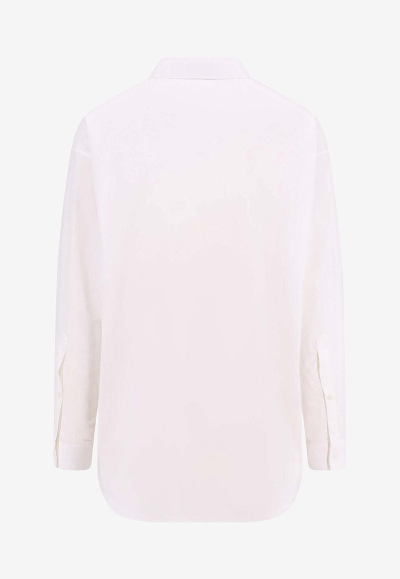 Balenciaga Logo Embroidered Long-Sleeved Shirt White 814008TNM60_9000