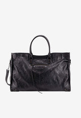 Balenciaga Le City Leather Shoulder Bag Black 8103642ABEK_1000