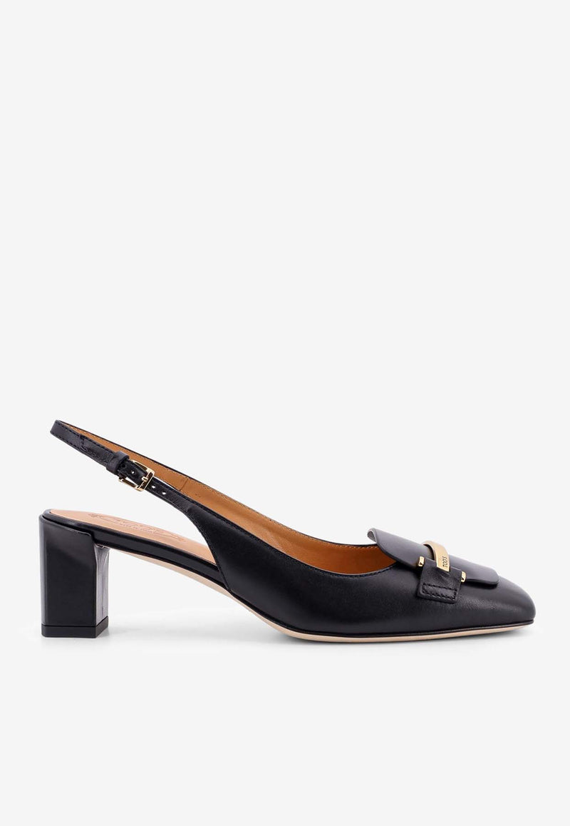 Tod's 50 Calf Leather Slingback Pumps Black XXW63L0JE10SMX_B999