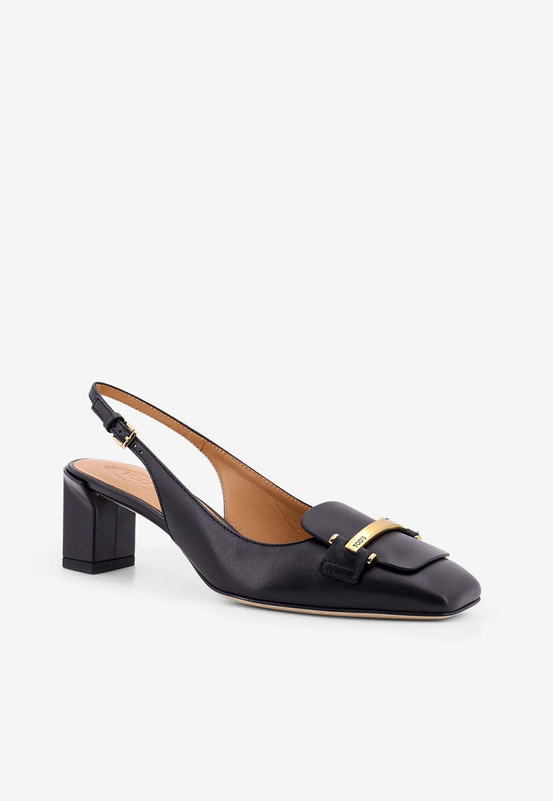 Tod's 50 Calf Leather Slingback Pumps Black XXW63L0JE10SMX_B999