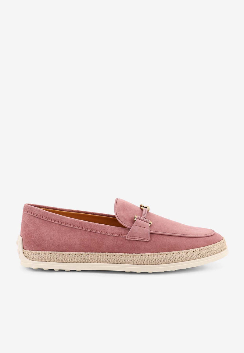 Tod's Double T-ring Suede Loafers Pink XXW92K0HZ00D8W_L805