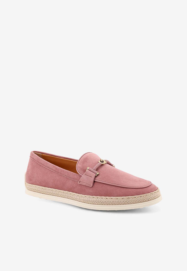 Tod's Double T-ring Suede Loafers Pink XXW92K0HZ00D8W_L805