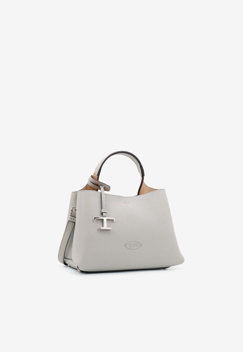 Tod's Micro Florida Grained Leather Top Handle Bag Gray XBWAPAEL000QRI_2L65