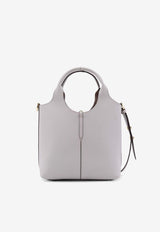 Tod's Logo Plaque Leather Tote Bag Gray XBWEBRF0100UBL_2L80