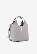 Tod's Logo Plaque Leather Tote Bag Gray XBWEBRF0100UBL_2L80