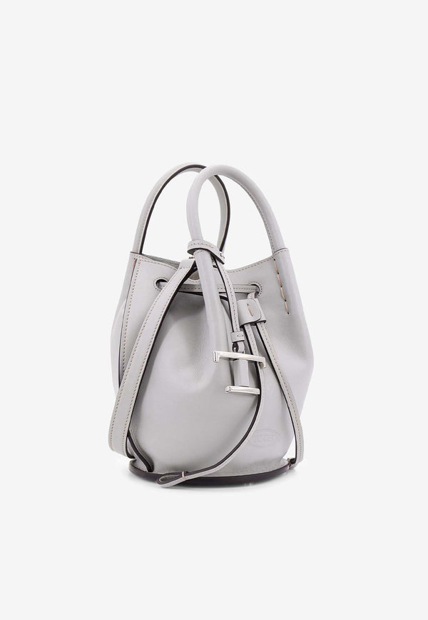 Tod's Mini Buz Leather Bucket Bag Gray XBWBUZK0100UPP_B215