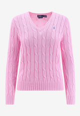 Polo Ralph Lauren Cable Knit V-neck Sweater Pink 211891641_004