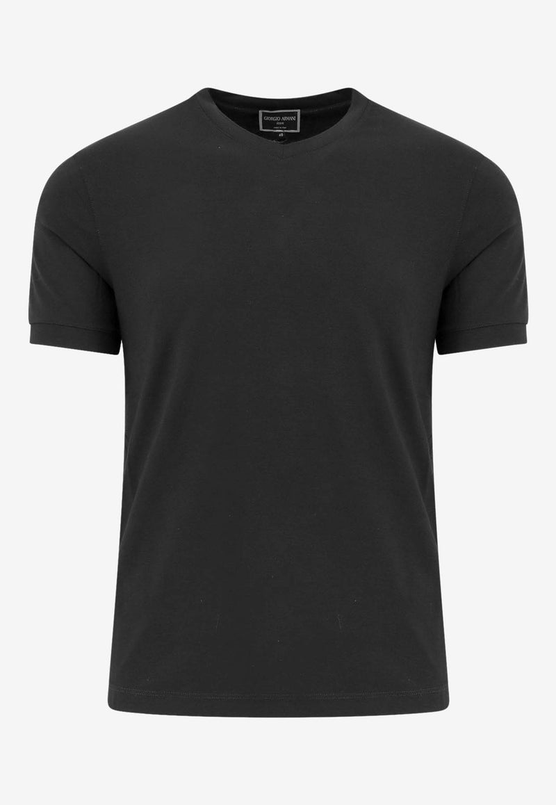 Giorgio Armani V-neck Solid T-shirt Black 8NST63SJP4Z_UC99