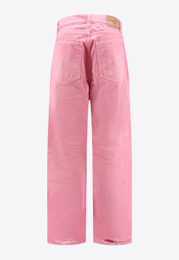 Balenciaga Logo Patch Wide-Leg Jeans Pink 786468TRWA6_2014