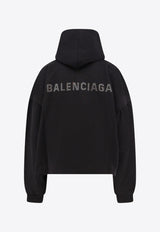 Balenciaga Logo-Printed Hooded Sweatshirt Black 818433TQVY1_1000