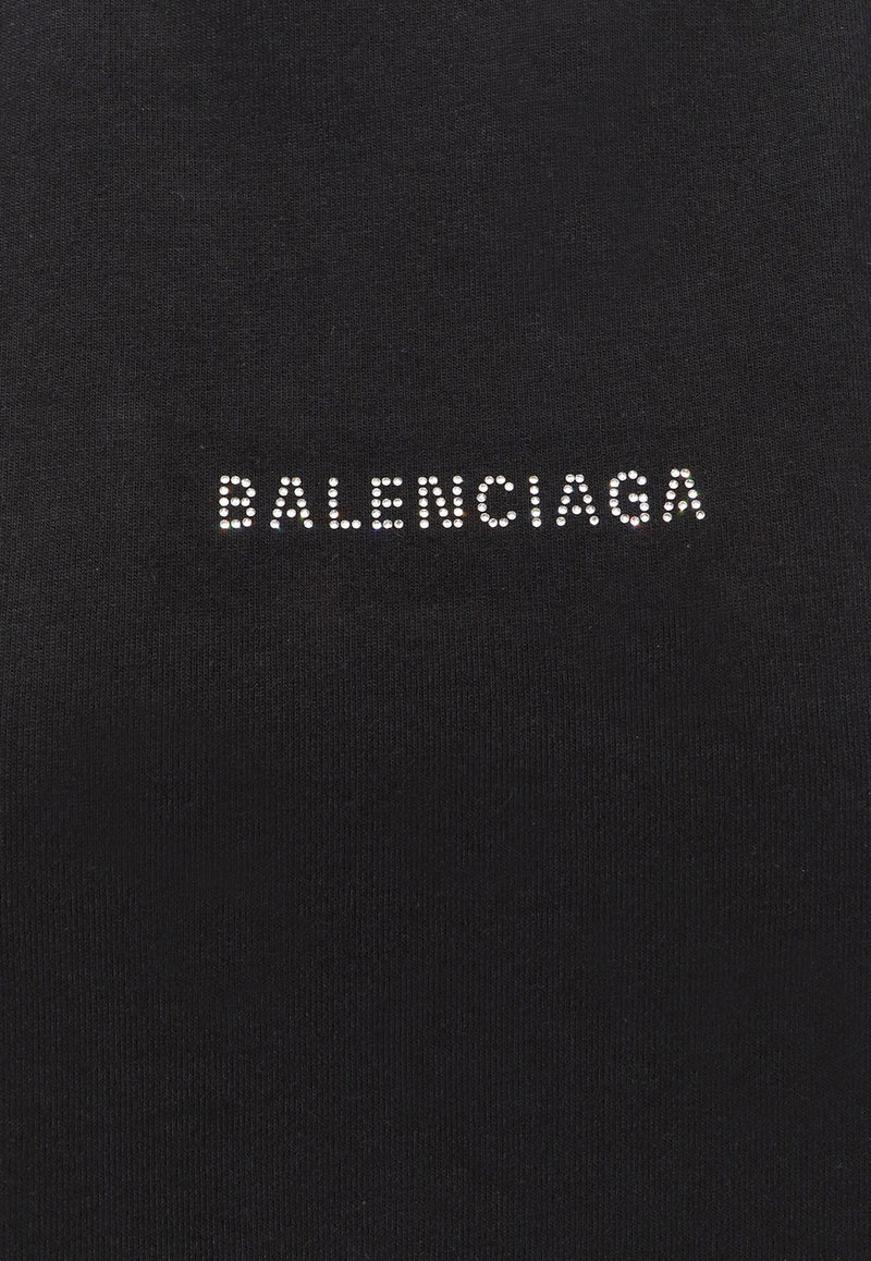 Balenciaga Logo-Printed Crewneck T-shirt Black 818431TOVJ6_1000