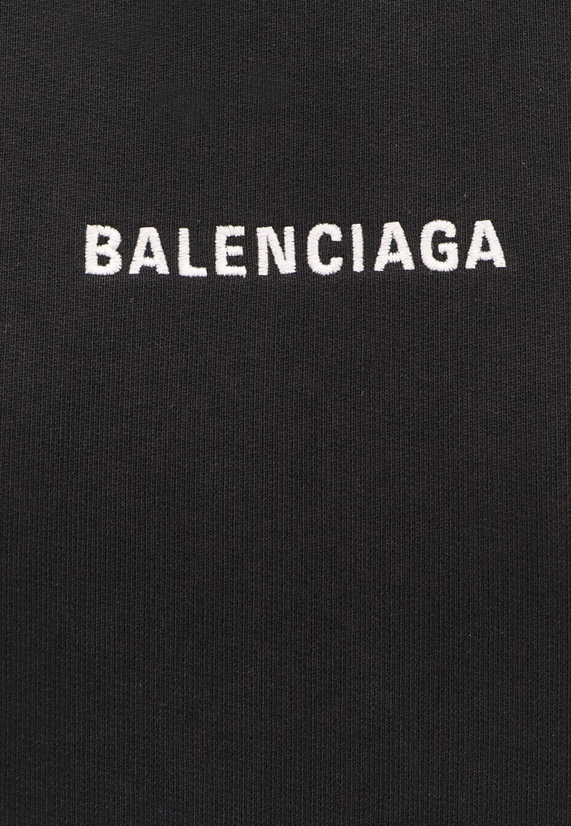 Balenciaga Logo-Printed Hooded Sweatshirt Black 818433TRVJ3_1070