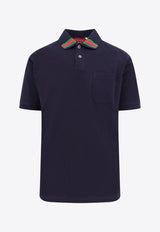 Gucci Web-Trimmed Polo T-shirt Navy 795174XJGRO_4215