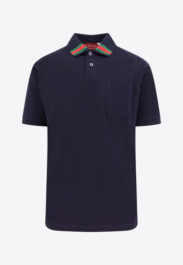 Gucci Web-Trimmed Polo T-shirt Navy 795174XJGRO_4215