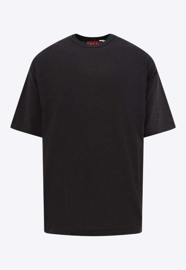 Gucci Logo Embroidered Crewneck T-shirt Black 791547XJGJT_1043