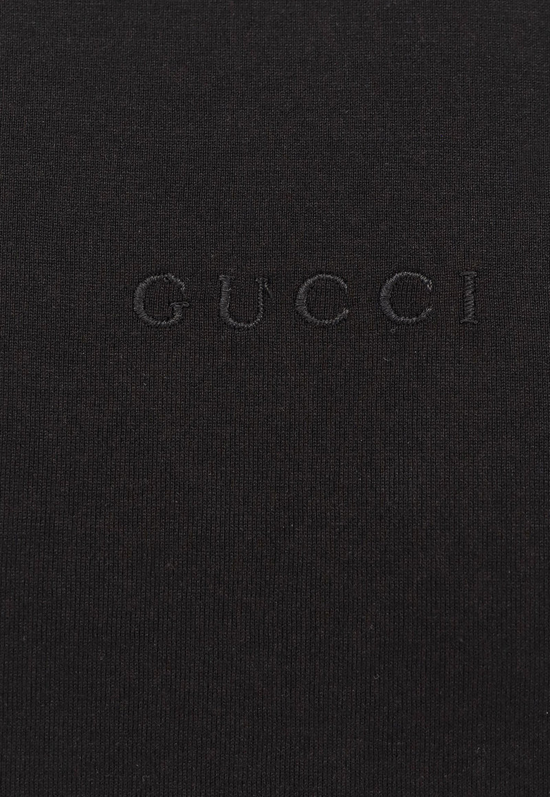 Gucci Logo Embroidered Crewneck T-shirt Black 791547XJGJT_1043