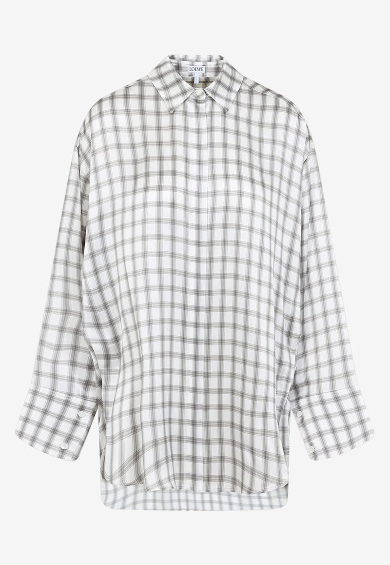 قميص من الحرير بنقشة مربعات