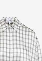 قميص من الحرير بنقشة مربعات