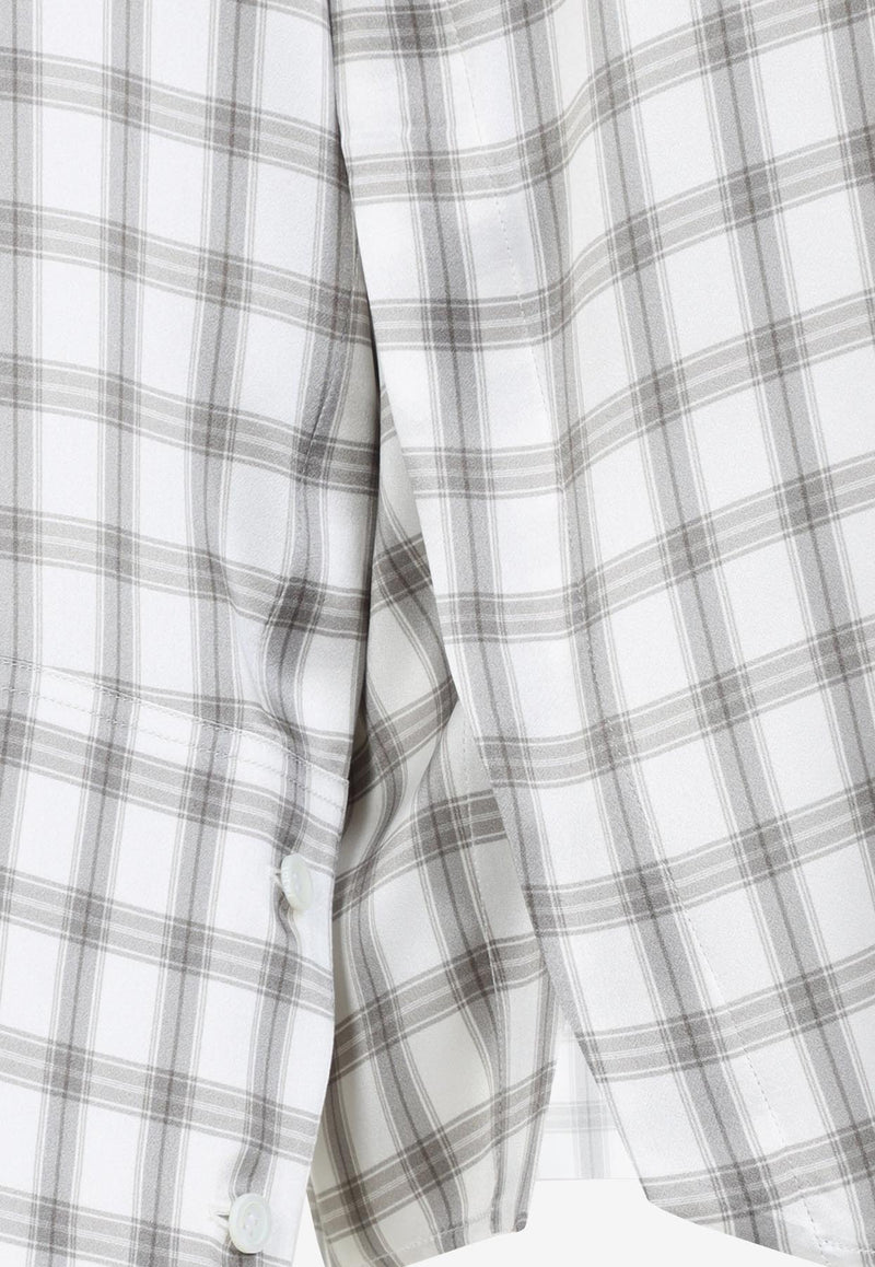 قميص من الحرير بنقشة مربعات