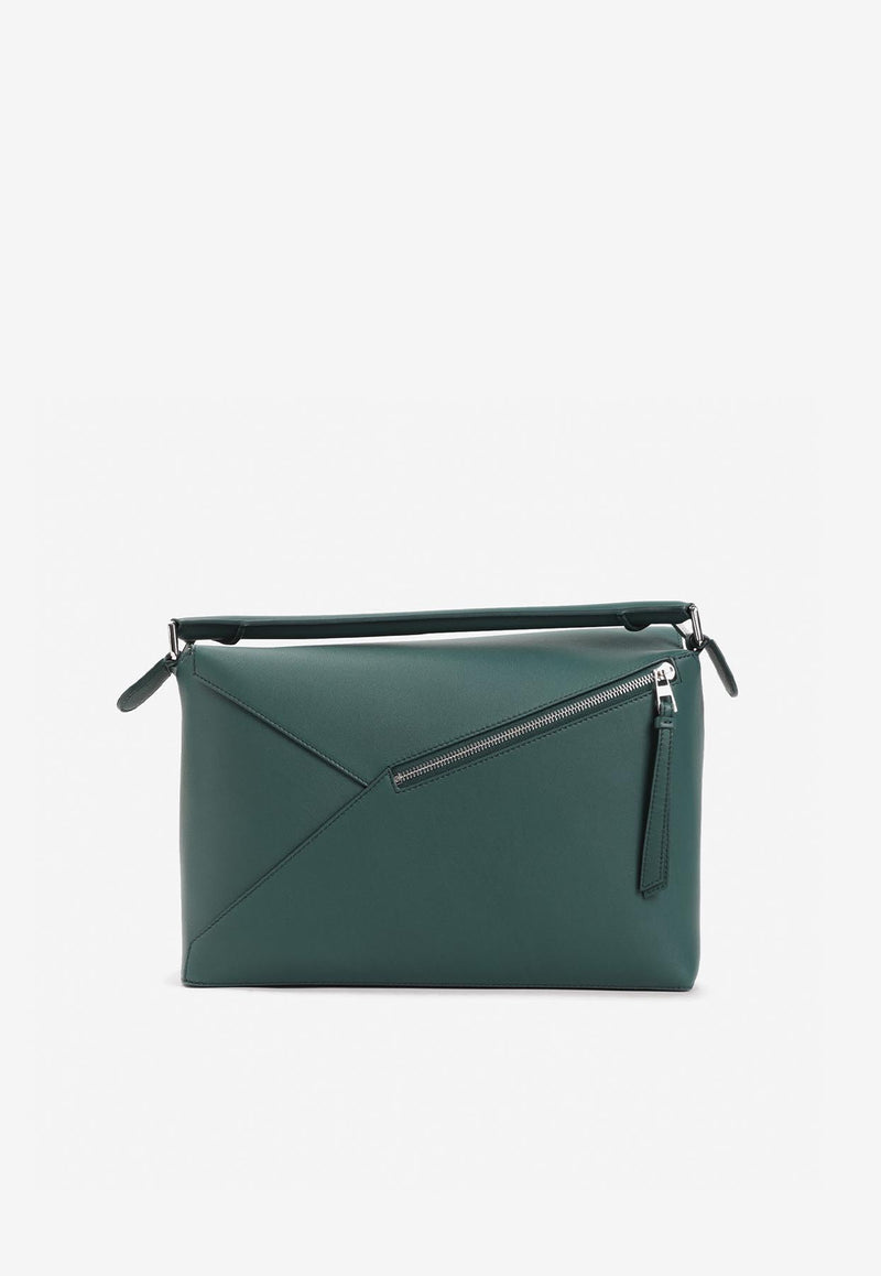 Large Puzzle Leather Top Handle Bag