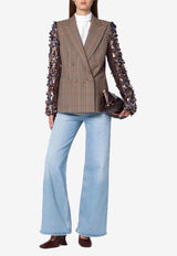 Dries Van Noten Sequin Embellished Double-Breasted Blazer Brown 0104279048/P_DRVNO-701