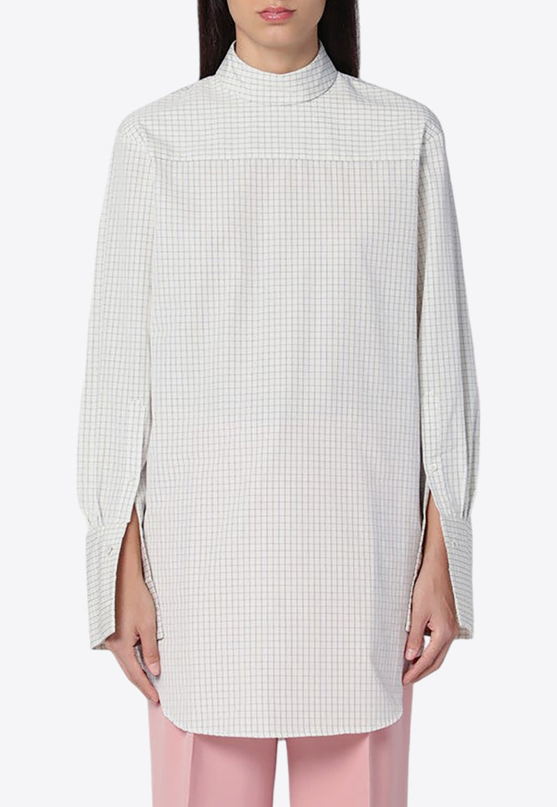 Dries Van Noten Checked Turtleneck Poplin Shirt White 0107029247/P_DRVNO-008