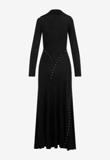 Eyelets Long-Sleeved Maxi Dress