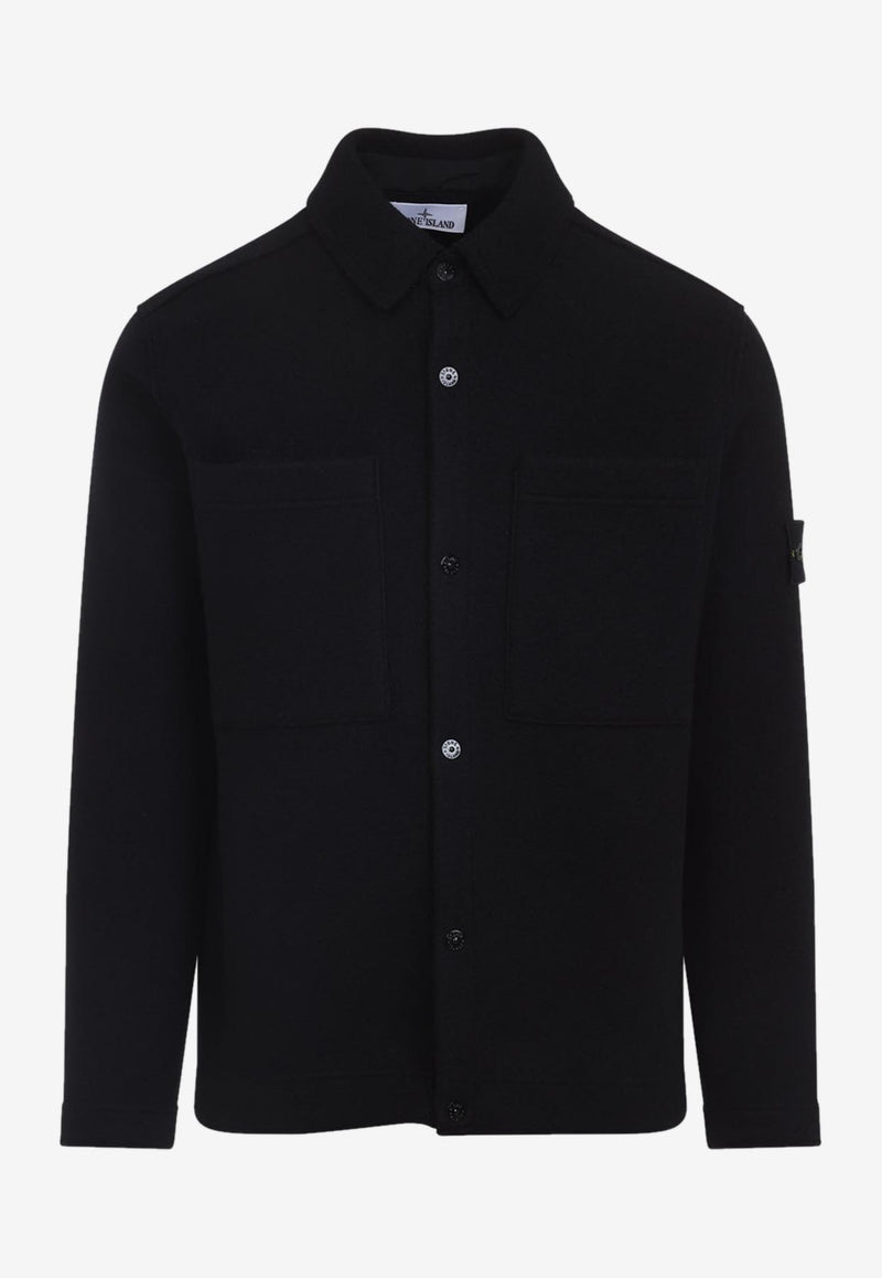 Logo-Patch Wool Overshirt