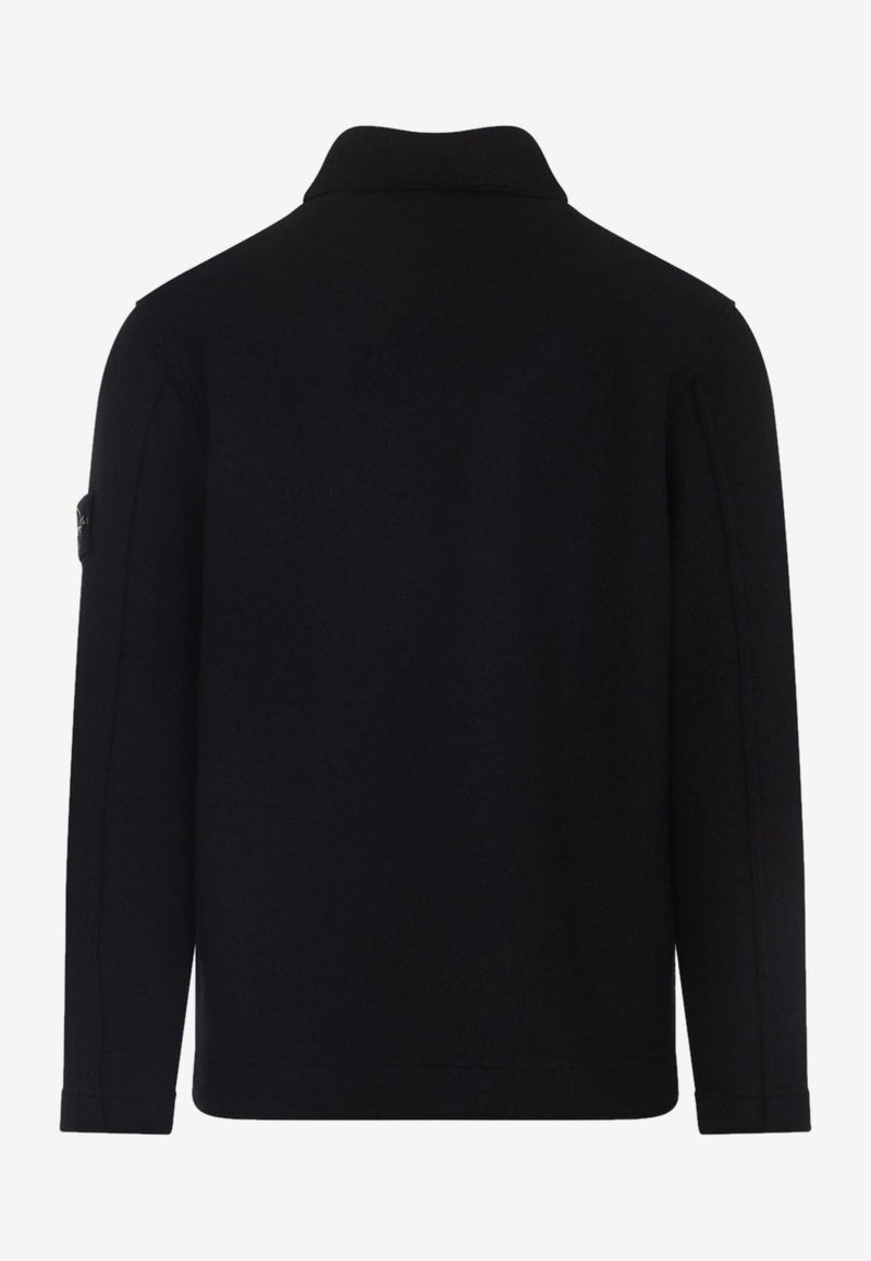 Logo-Patch Wool Overshirt