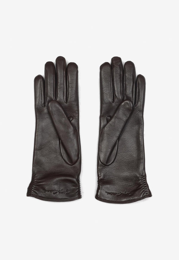 Logo-Debossed Leather Gloves