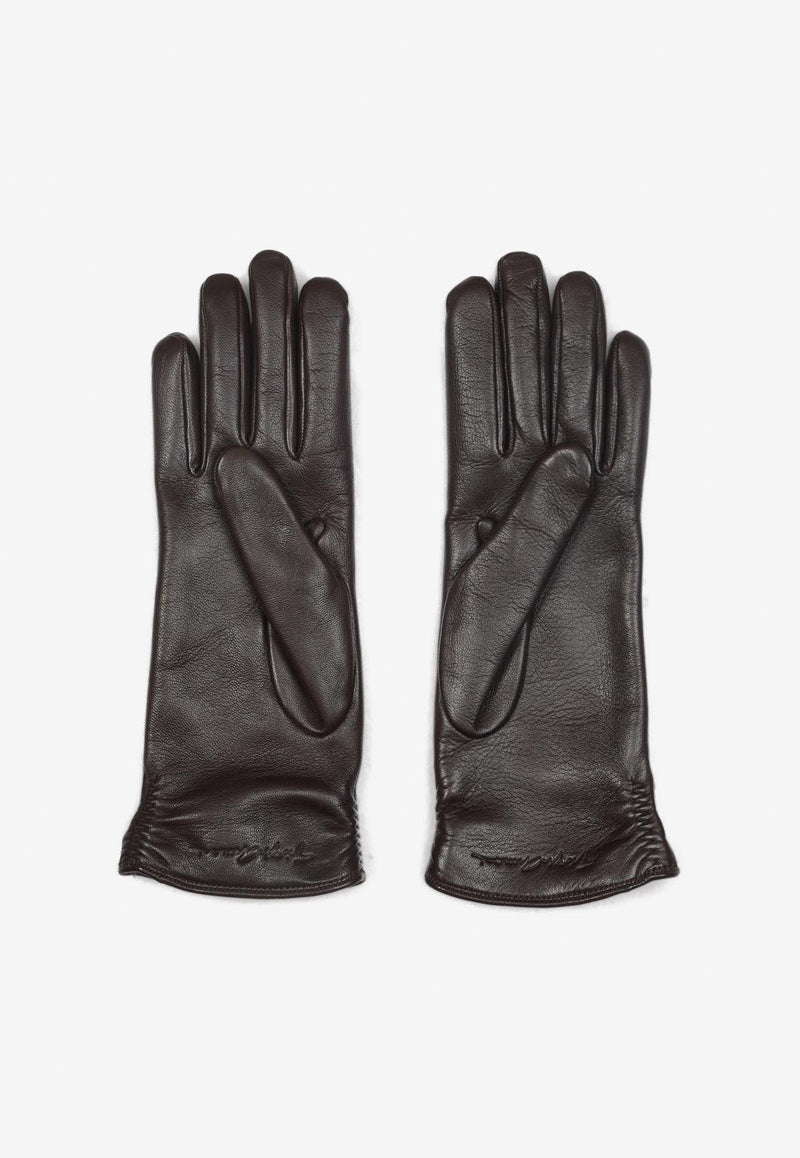 Logo-Debossed Leather Gloves