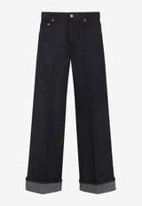 Cuffed Straight-Leg Jeans