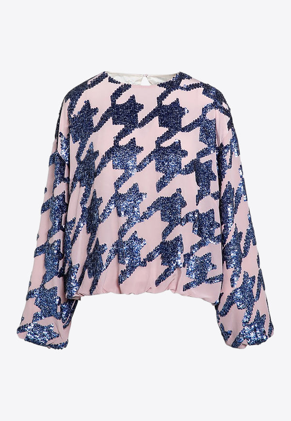 Dries Van Noten Sequin Embellished Silk Blouse Blue 0107389319/P_DRVNO-305