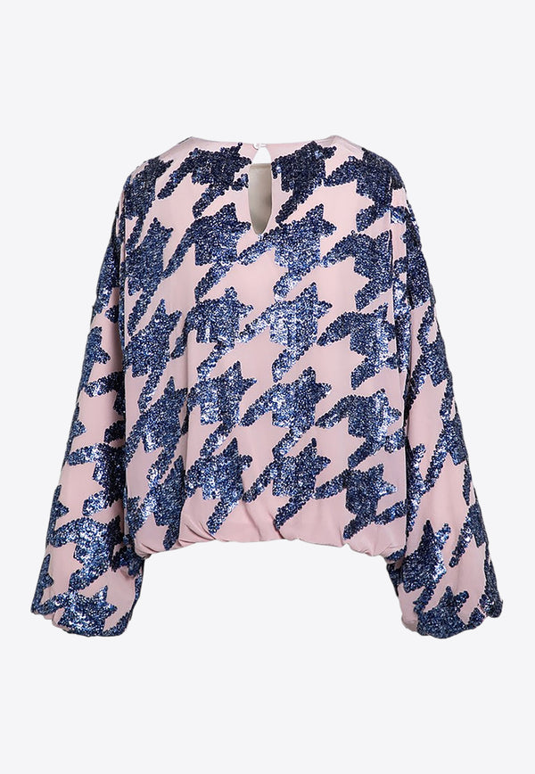 Dries Van Noten Sequin Embellished Silk Blouse Blue 0107389319/P_DRVNO-305