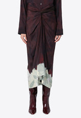 Dries Van Noten Draped Floral Midi Skirt Brown 0108069069/P_DRVNO-703