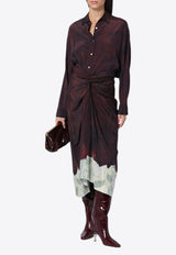 Dries Van Noten Draped Floral Midi Skirt Brown 0108069069/P_DRVNO-703