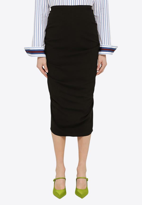 Dries Van Noten Draped Pencil Midi Skirt Black 0108078314/O_DRVNO-900