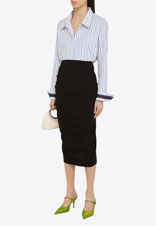 Dries Van Noten Draped Pencil Midi Skirt Black 0108078314/O_DRVNO-900