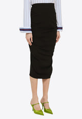 Dries Van Noten Draped Pencil Midi Skirt Black 0108078314/O_DRVNO-900