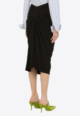 Dries Van Noten Draped Pencil Midi Skirt Black 0108078314/O_DRVNO-900