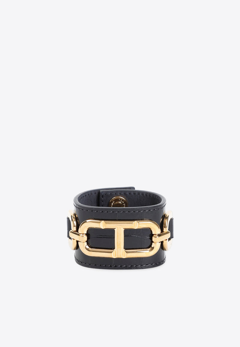 Croc-Embossed Leather Bracelet