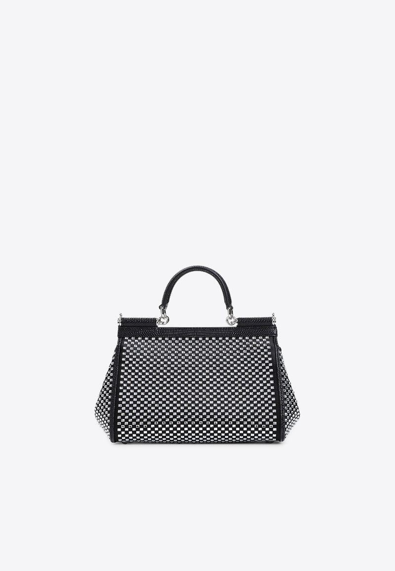 Medium Sicily Crystal-Embellished Shoulder Bag